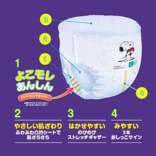 【1枚当たり23.0円】ULTRAPlus(ウルトラプラス) スヌーピー Lサイズ（9～14kg）126枚（42枚x3パック）箱入り 【ウルトラプラス パンツタイプ ベビーザらス限定】【オンラインストア限定】