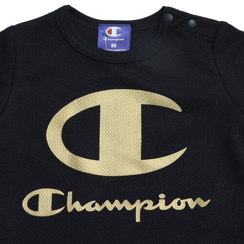 Champion チャンピオン 半袖カバーオール(ブラック×70cm) ベビーザらス限定