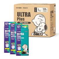 【1枚当たり23.0円】ULTRAPlus(ウルトラプラス) スヌーピー Lサイズ（9～14kg）126枚（42枚x3パック）箱入り 【ウルトラプラス パンツタイプ ベビーザらス限定】【オンラインストア限定】