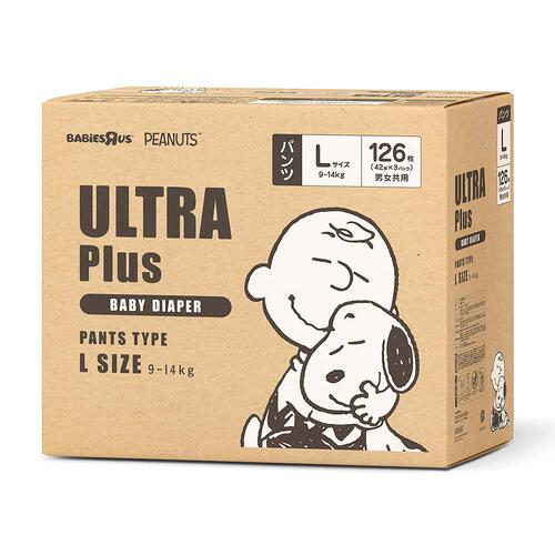 【1枚当たり23.0円】ULTRAPlus(ウルトラプラス) スヌーピー Lサイズ（9～14kg）126枚（42枚x3パック）箱入り 【ウルトラプラス パンツタイプ ベビーザらス限定】【オンラインストア限定】