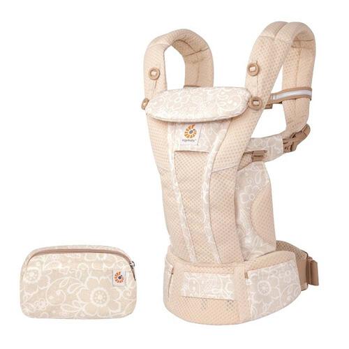 *Ergobaby(エルゴベビー) OMNI Breeze クリームフラワー 【抱っこ紐 日本限定デザイン 柔らかソフトフレックスメッシュ 対面抱き 腰抱き おんぶ 前向き抱き ミニポーチ付き 新生児～20.4kg】