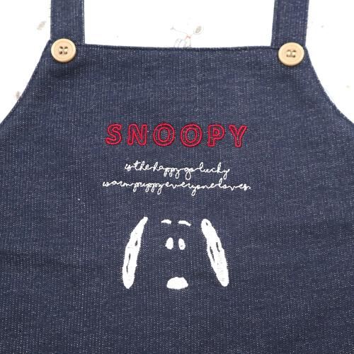 SNOOPY 半袖前開きロンパース オーバーオール風 梨地×デニムニット スヌーピー(ネイビー×80cm) ベビーザらス限定