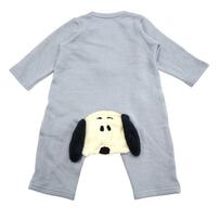 SNOOPY 長袖フィットオール おしり顔 スヌーピー(ブルー×70cm)