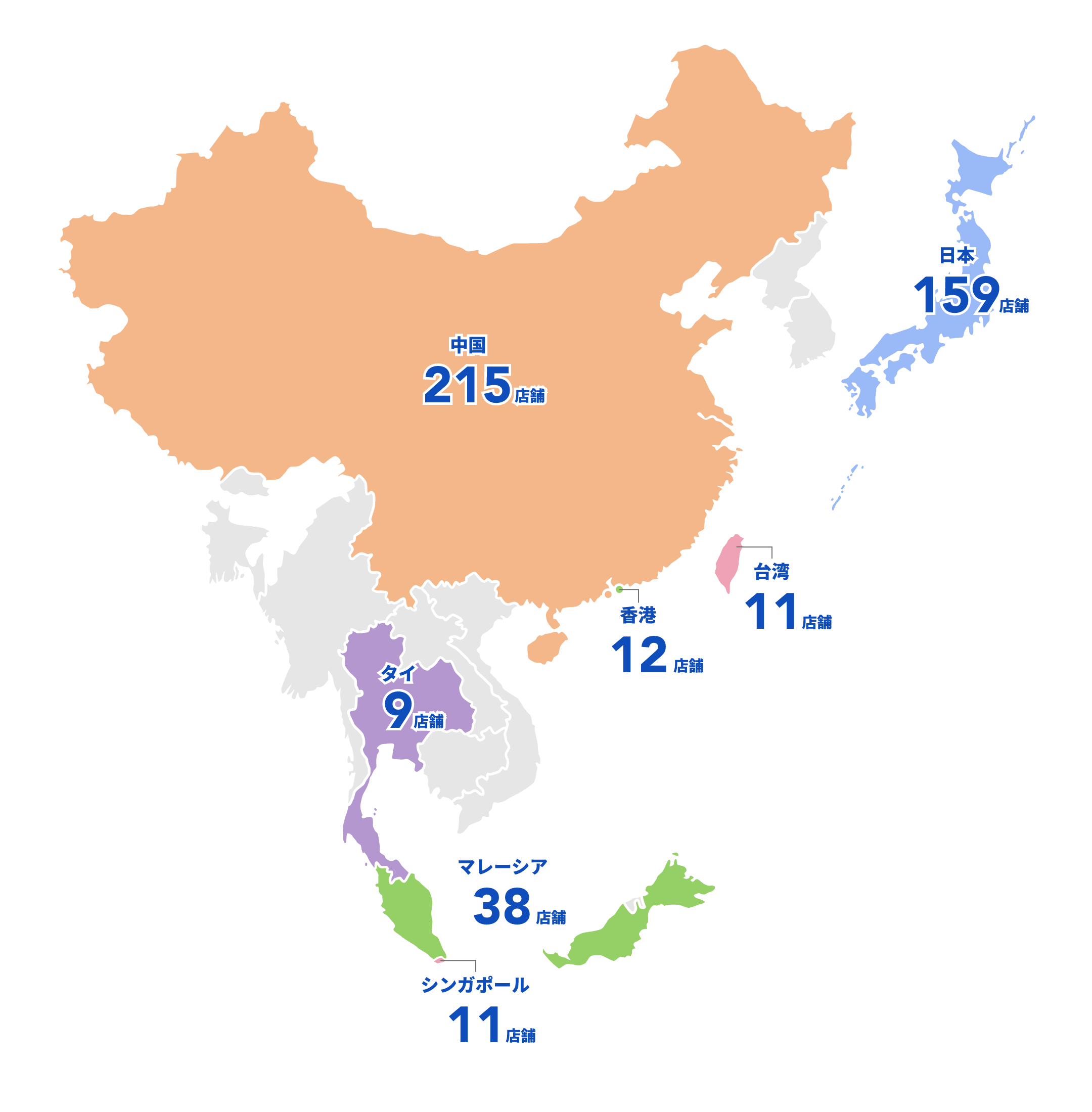 トイザらス‧アジアの国別店舗数